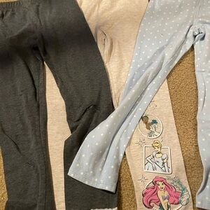 Set of Three Girls' Leggings - Gray, Light Blue, and Cream